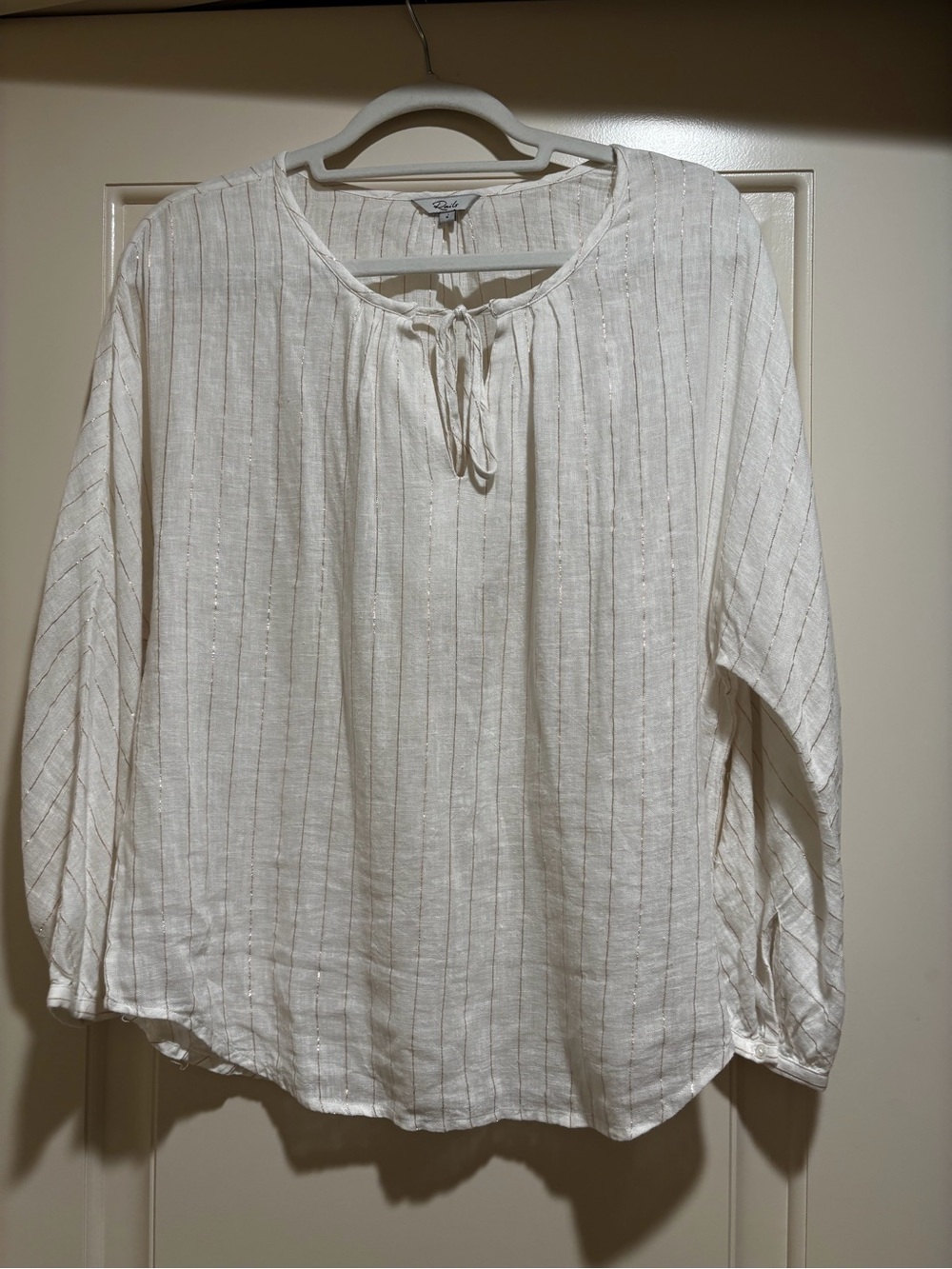 Rails Women's Cream Peasant Blouse with Subtle Stripes